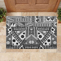 Black Bula Fiji Rubber Doormat Unique Masi Tapa Pattern LT14 Black - Polynesian Pride
