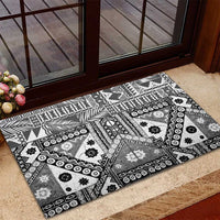 Black Bula Fiji Rubber Doormat Unique Masi Tapa Pattern LT14 - Polynesian Pride