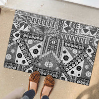 Black Bula Fiji Rubber Doormat Unique Masi Tapa Pattern LT14 - Polynesian Pride