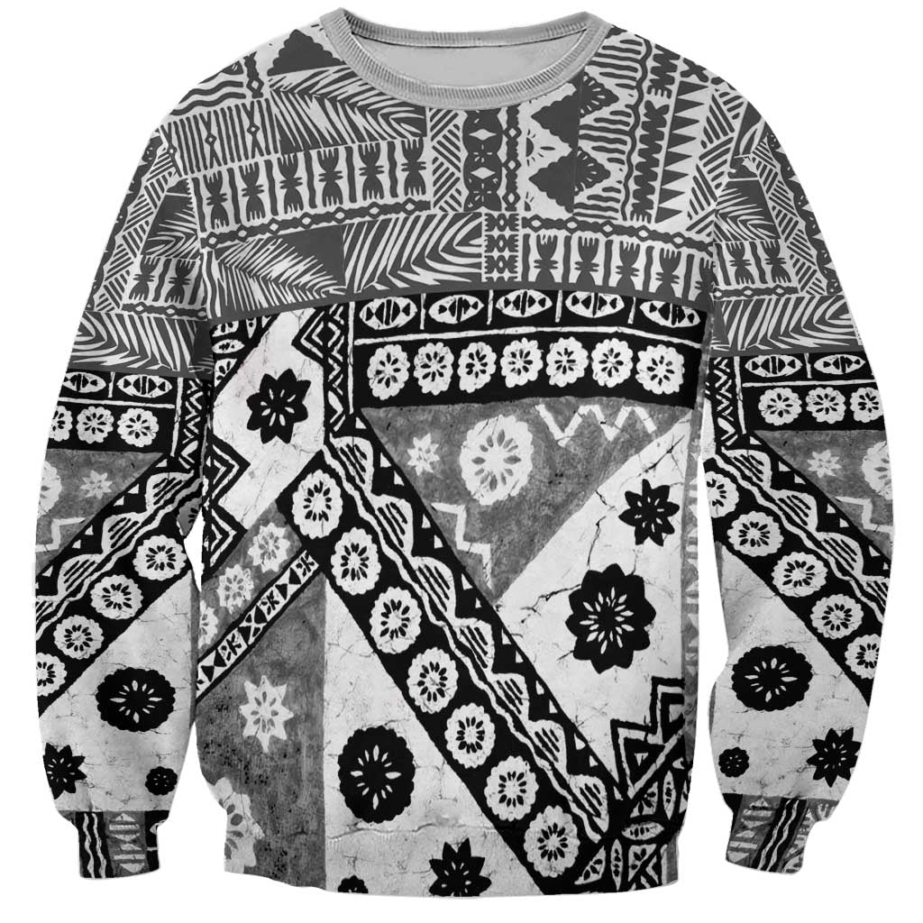 Black Bula Fiji Sweatshirt Unique Masi Tapa Pattern LT14 Unisex Black - Polynesian Pride