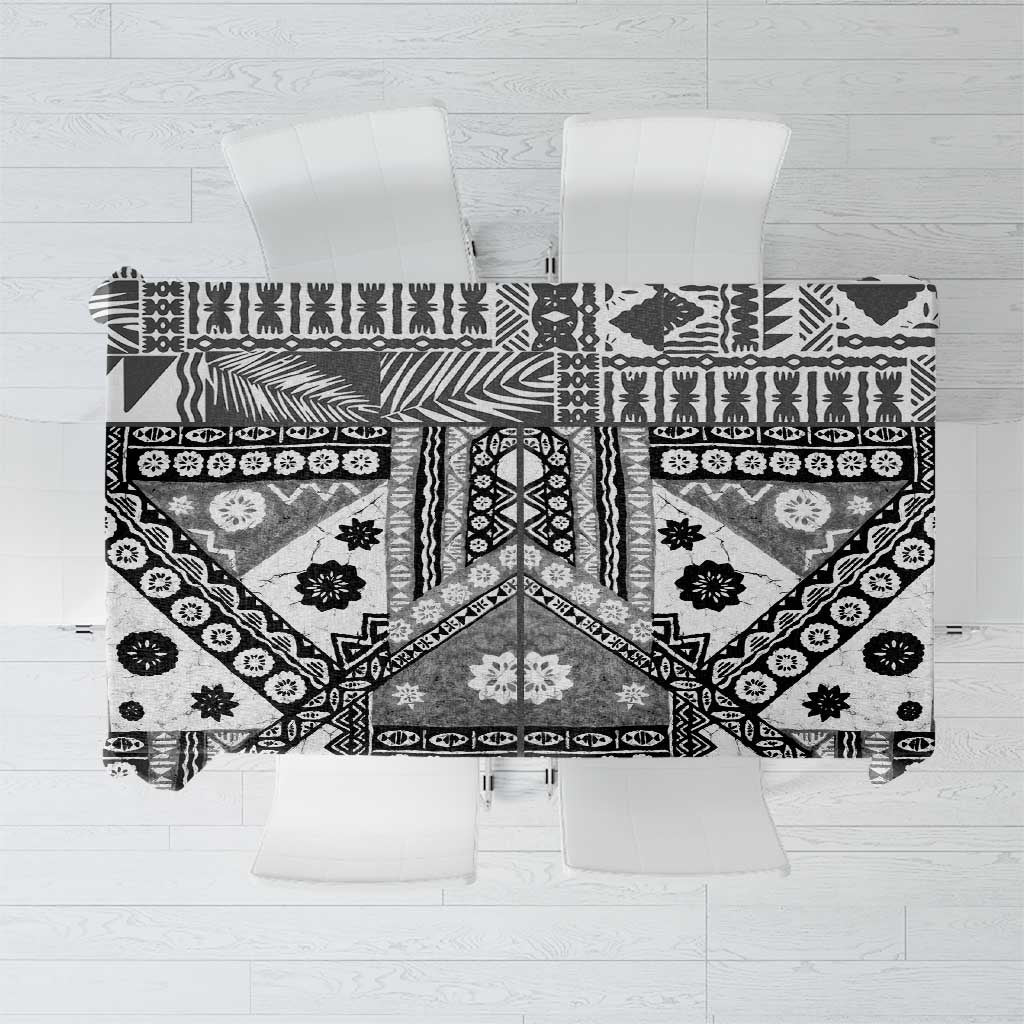 Black Bula Fiji Tablecloth Unique Masi Tapa Pattern LT14 Black - Polynesian Pride