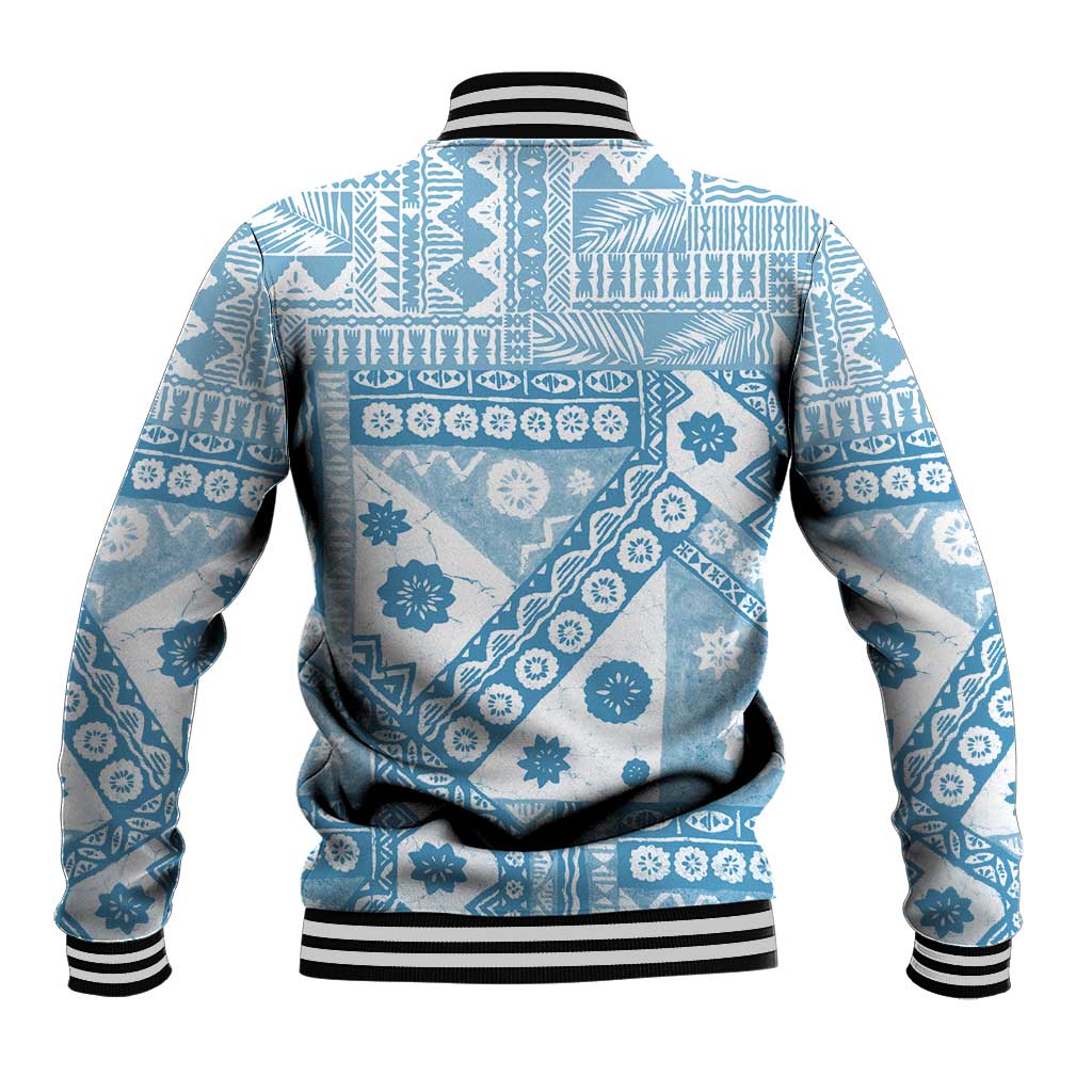 Blue Bula Fiji Baseball Jacket Unique Masi Tapa Pattern LT14 - Polynesian Pride
