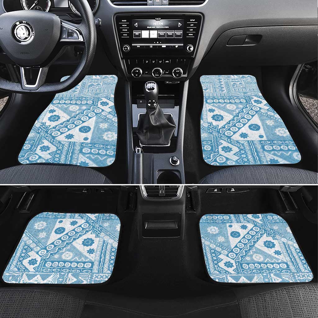 Blue Bula Fiji Car Mats Unique Masi Tapa Pattern LT14 Set 4pcs Blue - Polynesian Pride