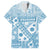 Blue Bula Fiji Family Matching Short Sleeve Bodycon Dress and Hawaiian Shirt Unique Masi Tapa Pattern