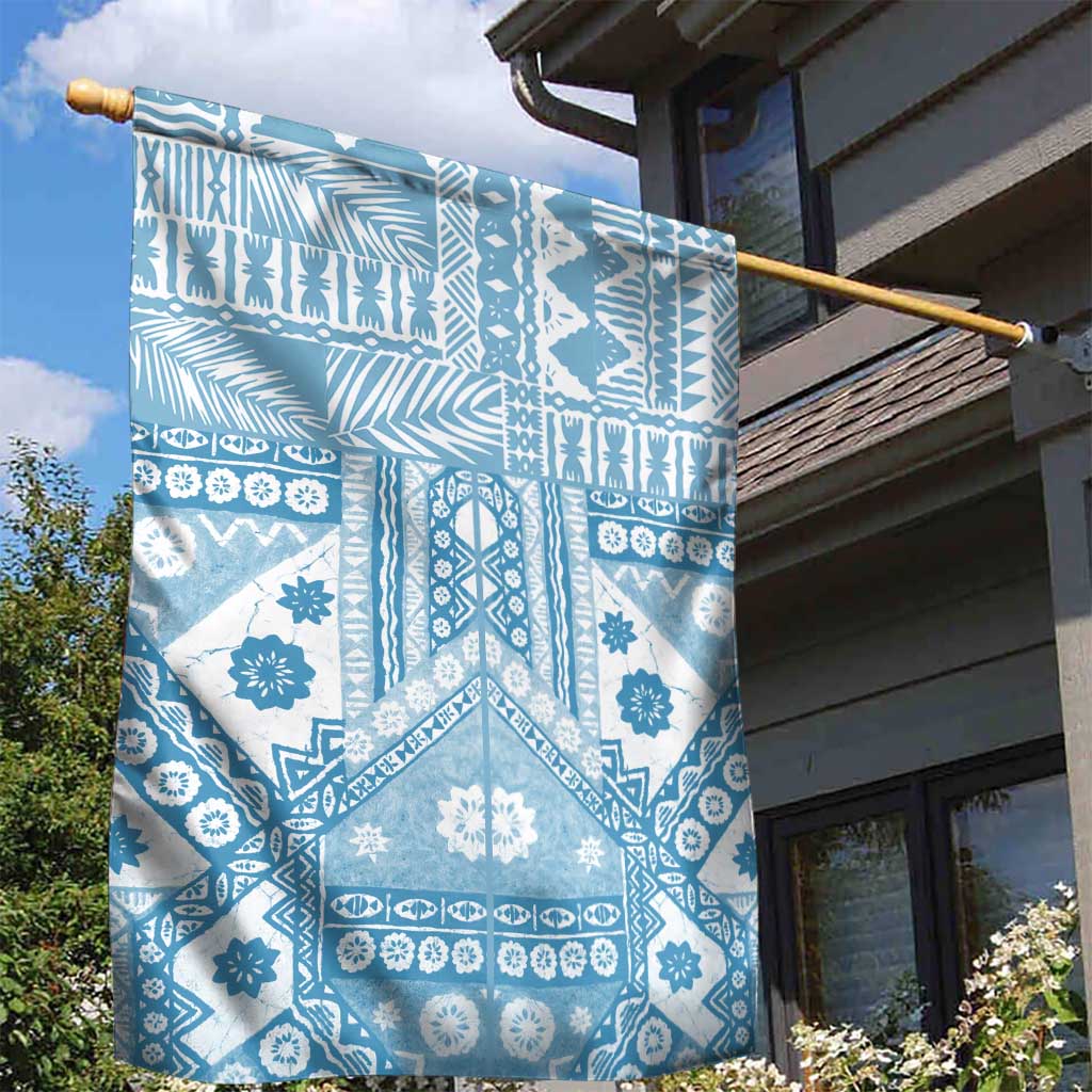 Blue Bula Fiji Garden Flag Unique Masi Tapa Pattern LT14 - Polynesian Pride