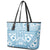 Blue Bula Fiji Leather Tote Bag Unique Masi Tapa Pattern