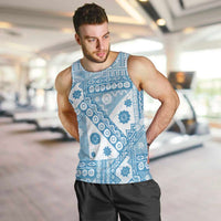 Blue Bula Fiji Men Tank Top Unique Masi Tapa Pattern LT14 Blue - Polynesian Pride