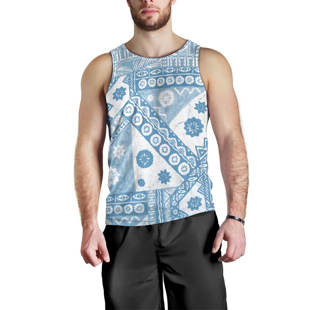 Blue Bula Fiji Men Tank Top Unique Masi Tapa Pattern LT14 - Polynesian Pride