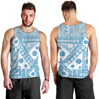 Blue Bula Fiji Men Tank Top Unique Masi Tapa Pattern LT14 - Polynesian Pride
