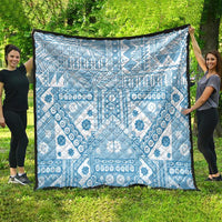 Blue Bula Fiji Quilt Unique Masi Tapa Pattern LT14 - Polynesian Pride