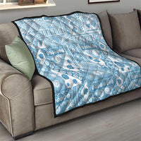Blue Bula Fiji Quilt Unique Masi Tapa Pattern LT14 - Polynesian Pride