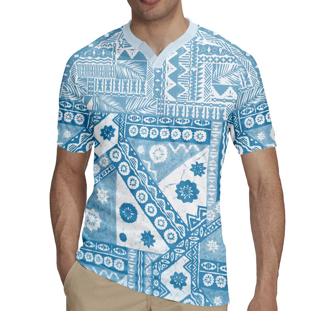 Blue Bula Fiji Rugby Jersey Unique Masi Tapa Pattern