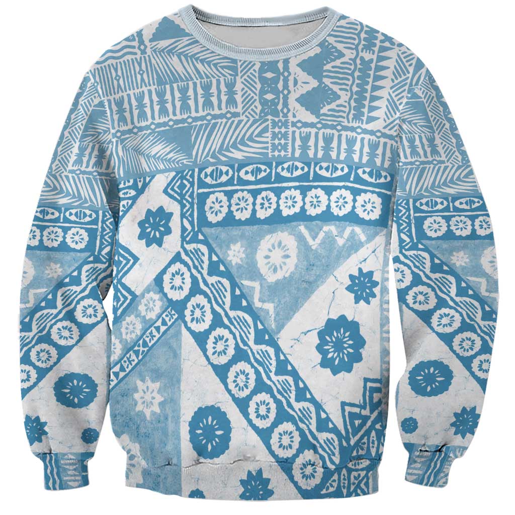 Blue Bula Fiji Sweatshirt Unique Masi Tapa Pattern LT14 Unisex Blue - Polynesian Pride