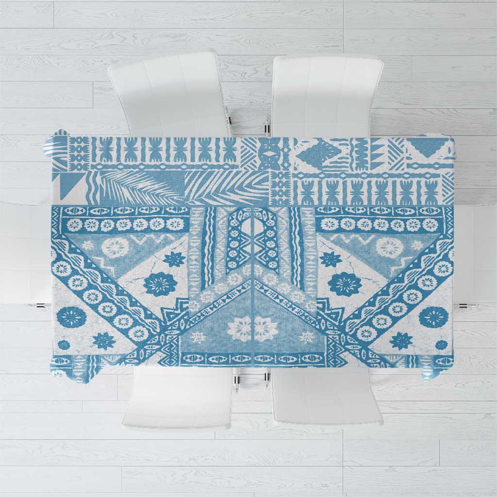Blue Bula Fiji Tablecloth Unique Masi Tapa Pattern LT14 Blue - Polynesian Pride