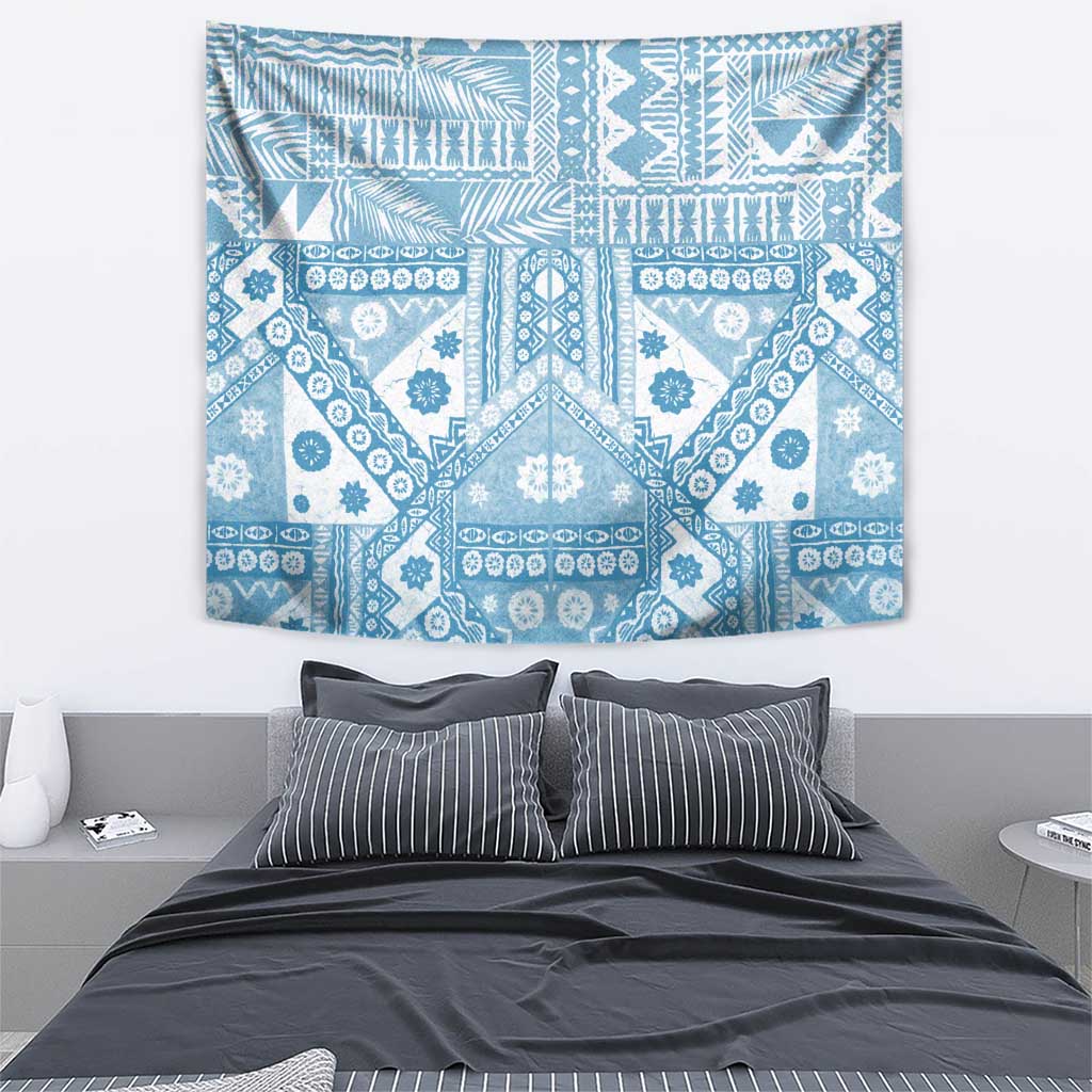 Blue Bula Fiji Tapestry Unique Masi Tapa Pattern LT14 - Polynesian Pride