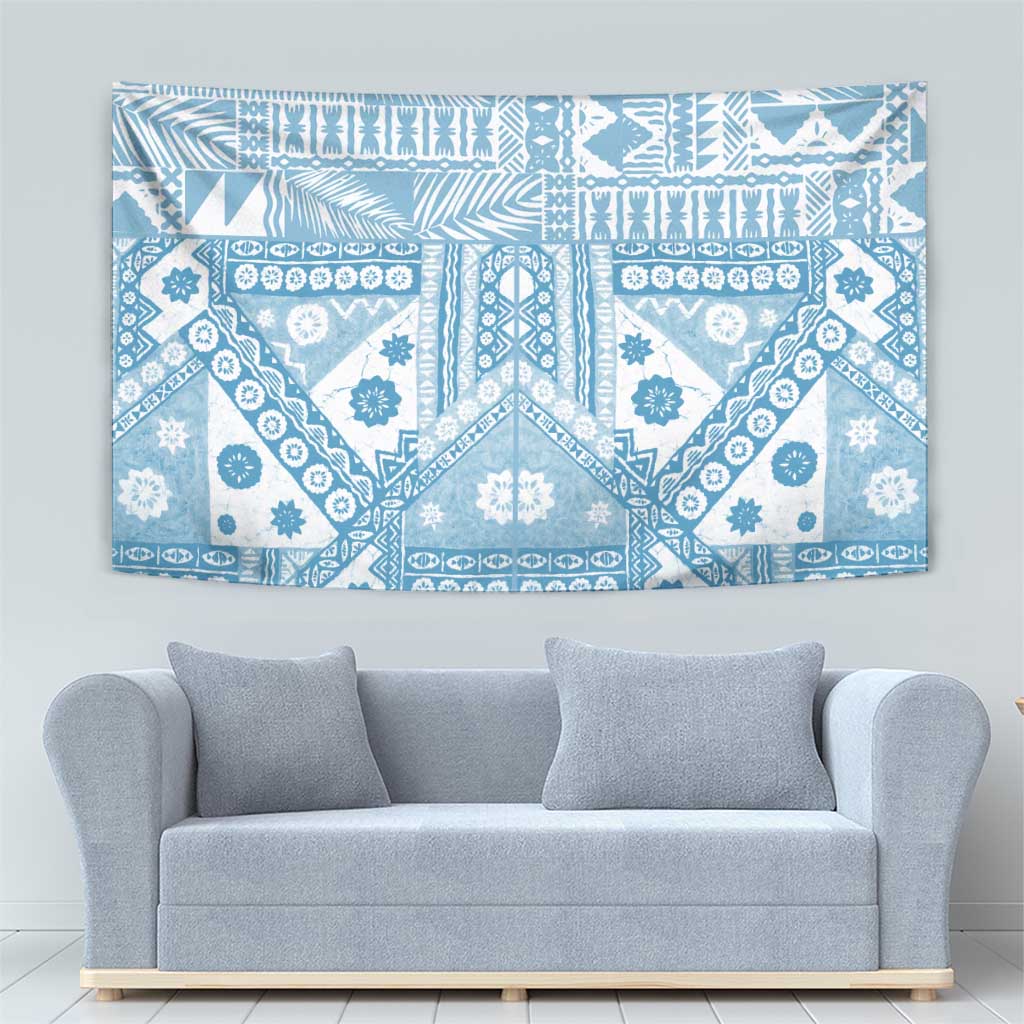 Blue Bula Fiji Tapestry Unique Masi Tapa Pattern LT14 - Polynesian Pride