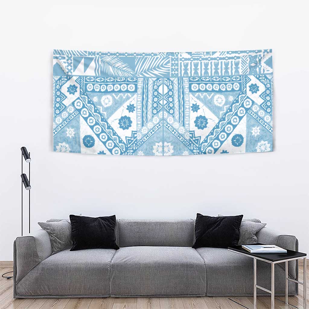 Blue Bula Fiji Tapestry Unique Masi Tapa Pattern LT14 - Polynesian Pride