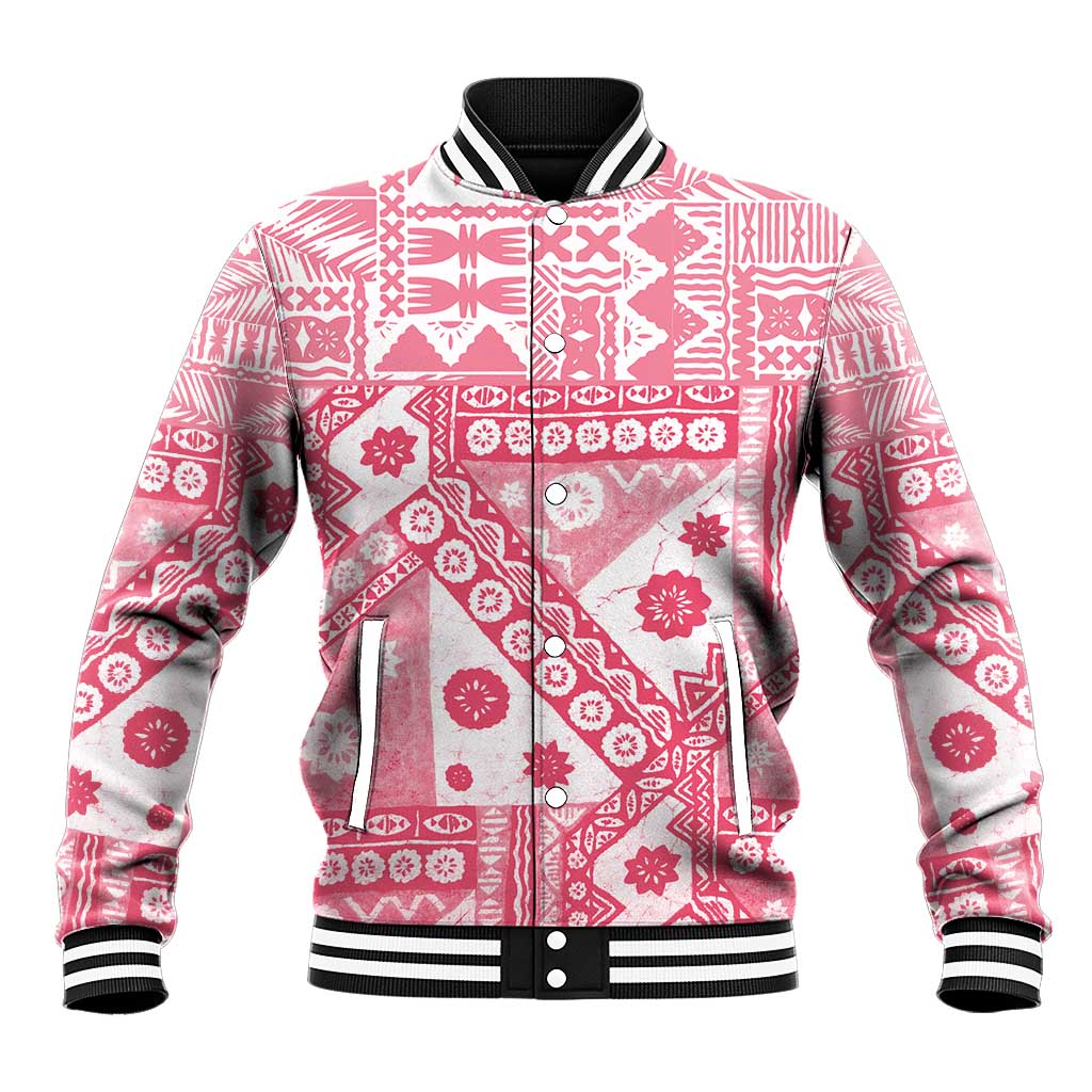 Pink Bula Fiji Baseball Jacket Unique Masi Tapa Pattern LT14 Unisex Pink - Polynesian Pride