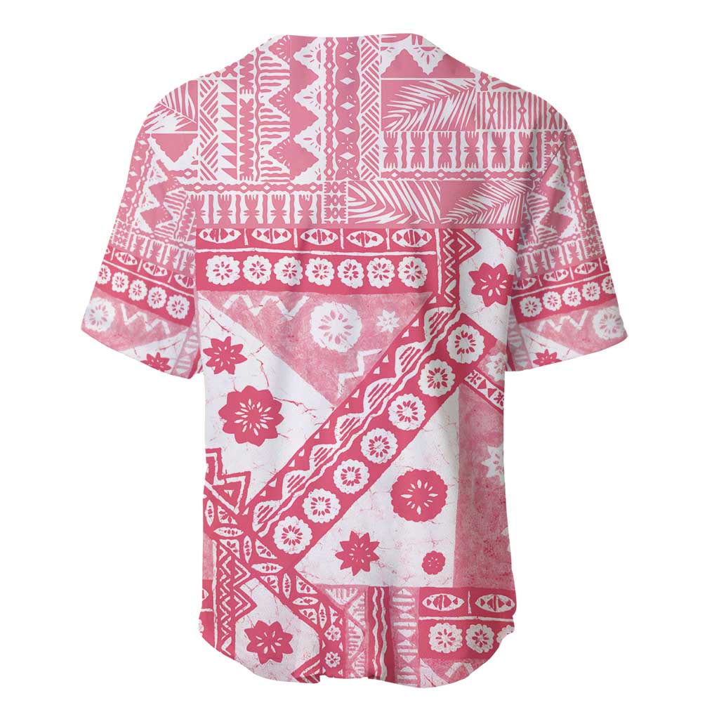 Pink Bula Fiji Baseball Jersey Unique Masi Tapa Pattern LT14 - Polynesian Pride