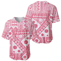 Pink Bula Fiji Baseball Jersey Unique Masi Tapa Pattern LT14 - Polynesian Pride