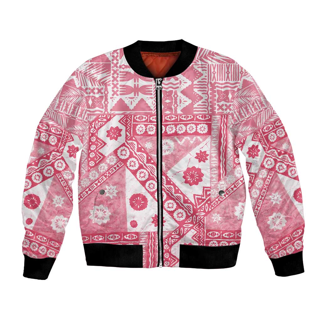 Pink Bula Fiji Bomber Jacket Unique Masi Tapa Pattern LT14 Unisex Pink - Polynesian Pride