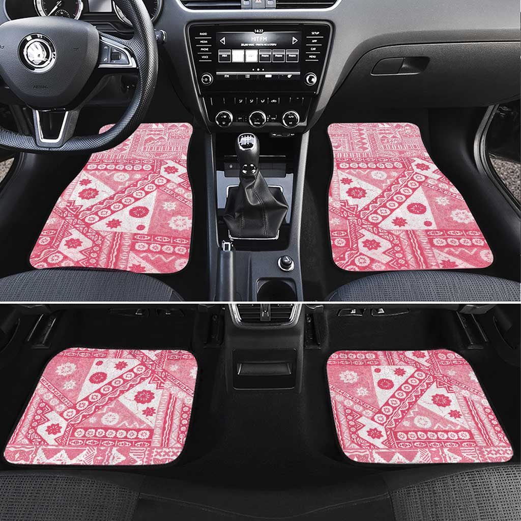 Pink Bula Fiji Car Mats Unique Masi Tapa Pattern LT14 Set 4pcs Pink - Polynesian Pride