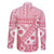 Pink Bula Fiji Family Matching Off The Shoulder Long Sleeve Dress and Hawaiian Shirt Unique Masi Tapa Pattern