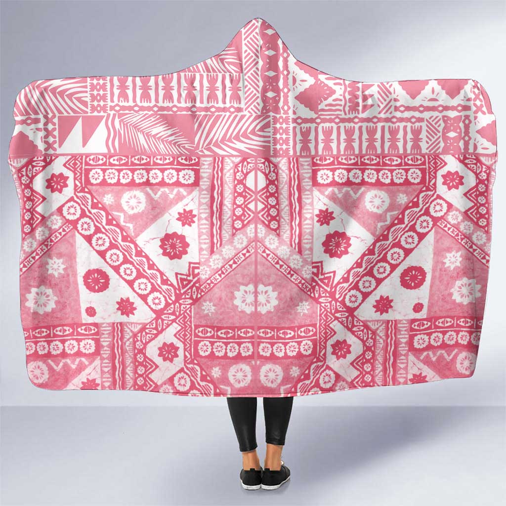 Pink Bula Fiji Hooded Blanket Unique Masi Tapa Pattern LT14 One Size Pink - Polynesian Pride
