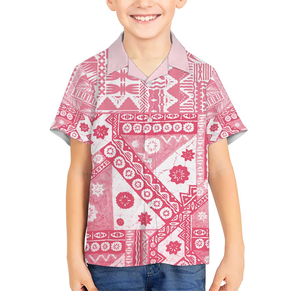 Pink Bula Fiji Kid Hawaiian Shirt Unique Masi Tapa Pattern LT14 Kid Pink - Polynesian Pride