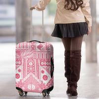 Pink Bula Fiji Luggage Cover Unique Masi Tapa Pattern