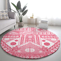 Pink Bula Fiji Round Carpet Unique Masi Tapa Pattern