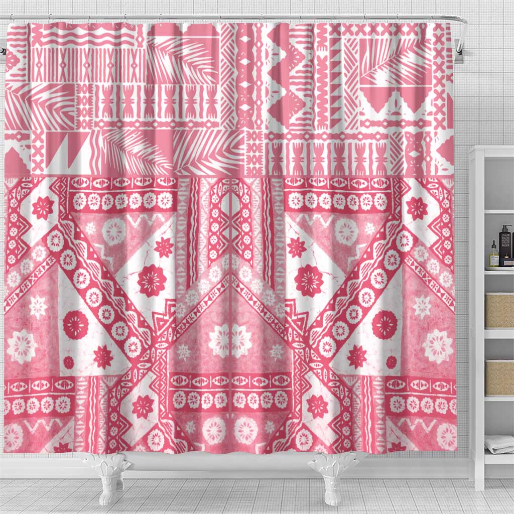 Pink Bula Fiji Shower Curtain Unique Masi Tapa Pattern