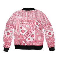Pink Bula Fiji Sleeve Zip Bomber Jacket Unique Masi Tapa Pattern LT14 - Polynesian Pride
