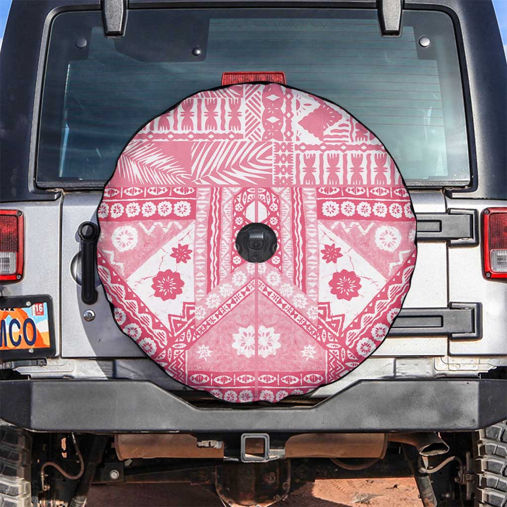 Pink Bula Fiji Spare Tire Cover Unique Masi Tapa Pattern LT14 Pink - Polynesian Pride