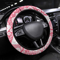 Pink Bula Fiji Steering Wheel Cover Unique Masi Tapa Pattern LT14 Universal Fit Pink - Polynesian Pride