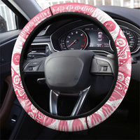 Pink Bula Fiji Steering Wheel Cover Unique Masi Tapa Pattern LT14 - Polynesian Pride