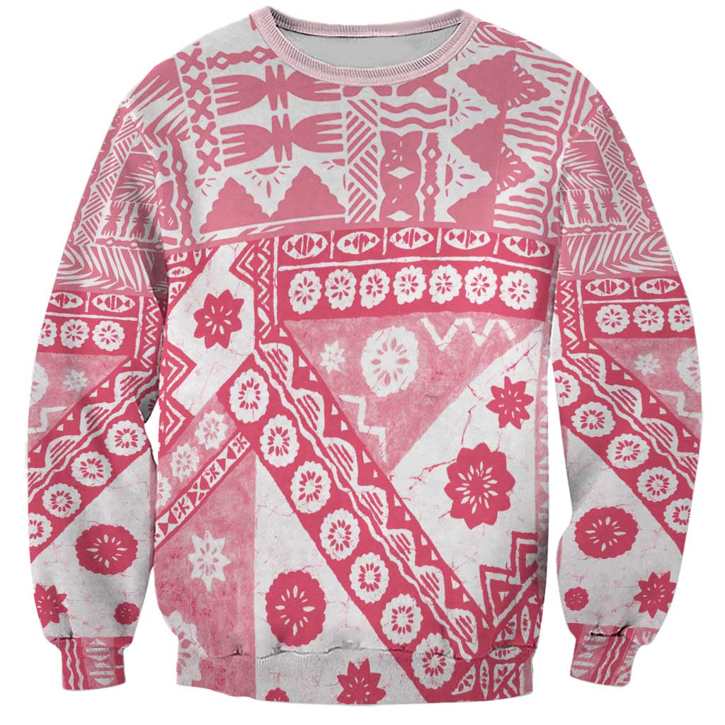 Pink Bula Fiji Sweatshirt Unique Masi Tapa Pattern LT14 Unisex Pink - Polynesian Pride