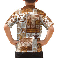 Hawaiian Quilt Family Matching Tank Maxi Dress and Hawaiian Shirt Tiki Tropical Retro Brown Version LT14 - Polynesian Pride