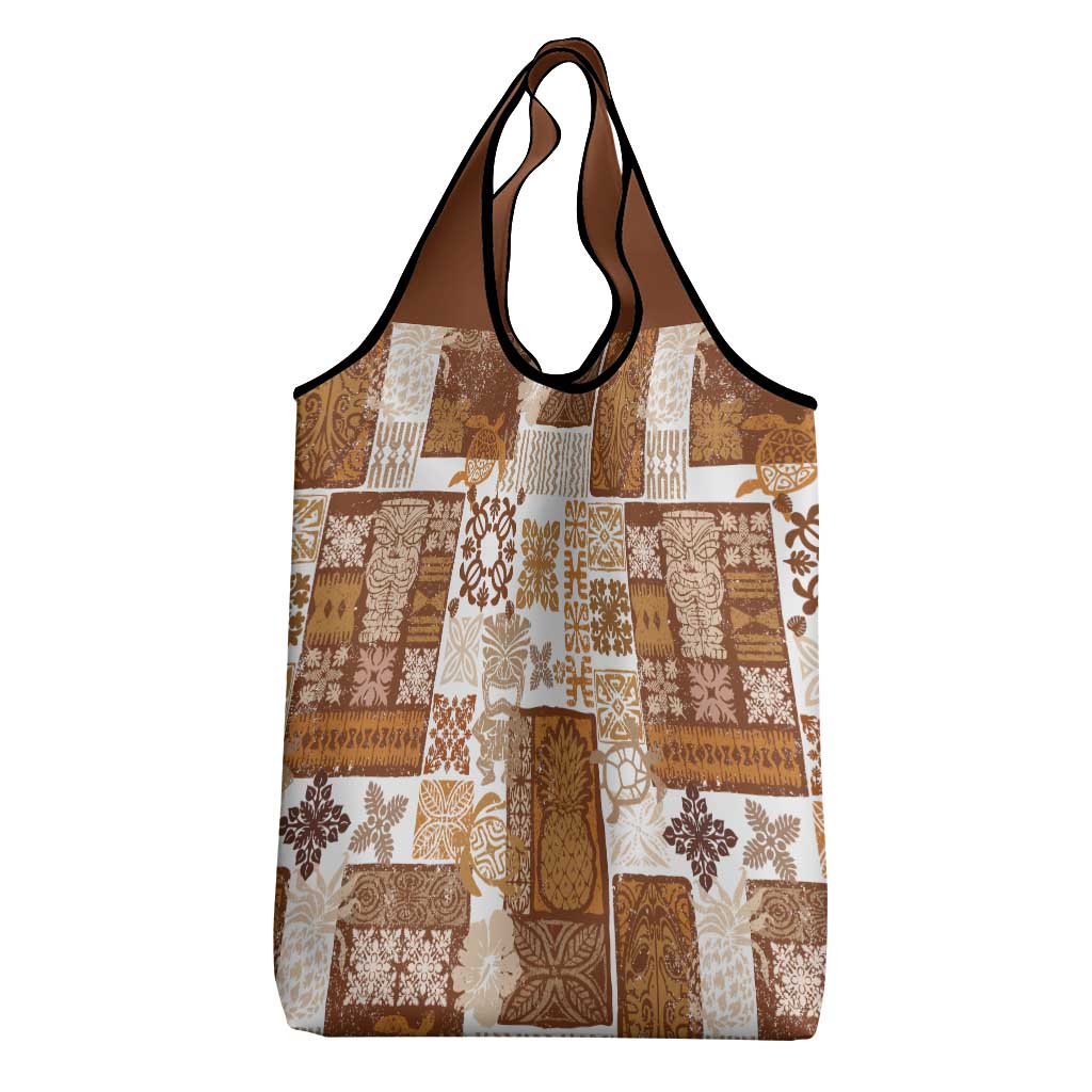 Hawaiian Quilt Grocery Bag Tiki Tropical Retro Brown Version LT14 - Polynesian Pride