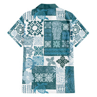 Hawaiian Quilt Family Matching Tank Maxi Dress and Hawaiian Shirt Tiki Tropical Retro Dark Cyan Version LT14 - Polynesian Pride