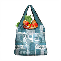 Hawaiian Quilt Grocery Bag Tiki Tropical Retro Dark Cyan Version LT14 1-pack One Size Dark Cyan - Polynesian Pride