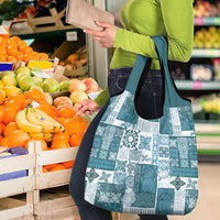 Hawaiian Quilt Grocery Bag Tiki Tropical Retro Dark Cyan Version LT14 - Polynesian Pride