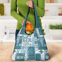 Hawaiian Quilt Grocery Bag Tiki Tropical Retro Dark Cyan Version LT14 - Polynesian Pride