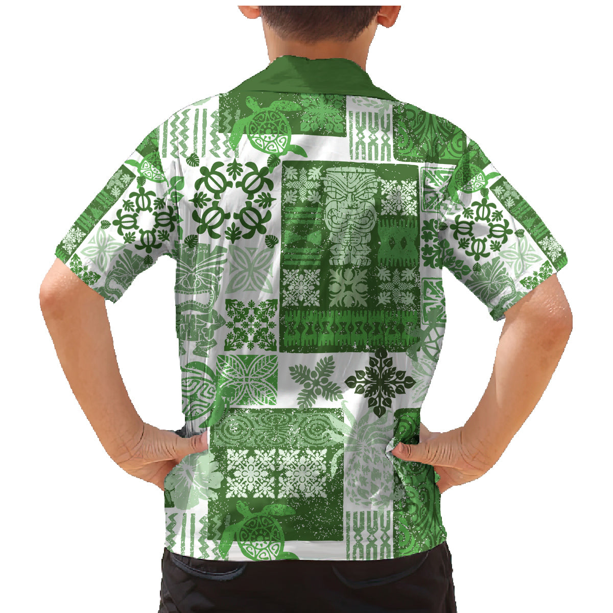 Hawaiian Quilt Family Matching Mermaid Dress and Hawaiian Shirt Tiki Tropical Retro Green Version LT14 - Polynesian Pride