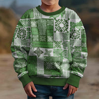 Hawaiian Quilt Kid Ugly Christmas Sweater Tiki Tropical Retro Green Version LT14 - Polynesian Pride
