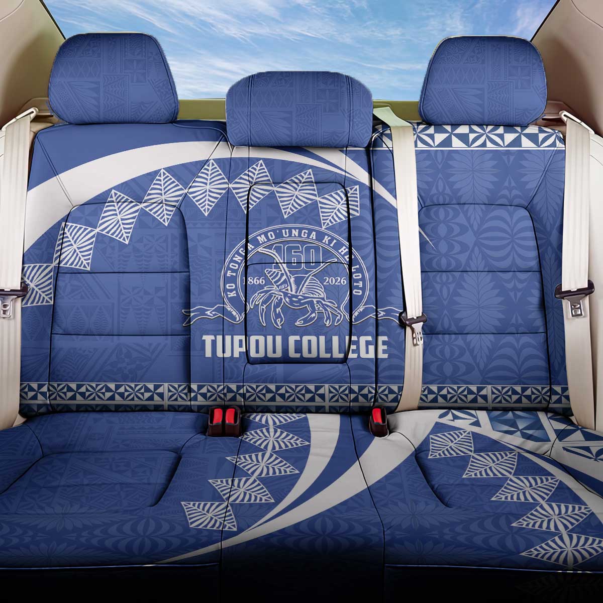 Tonga Tupou College Toloa Back Car Seat Cover 160 Years Anniversary Tongan Ngatu Pattern