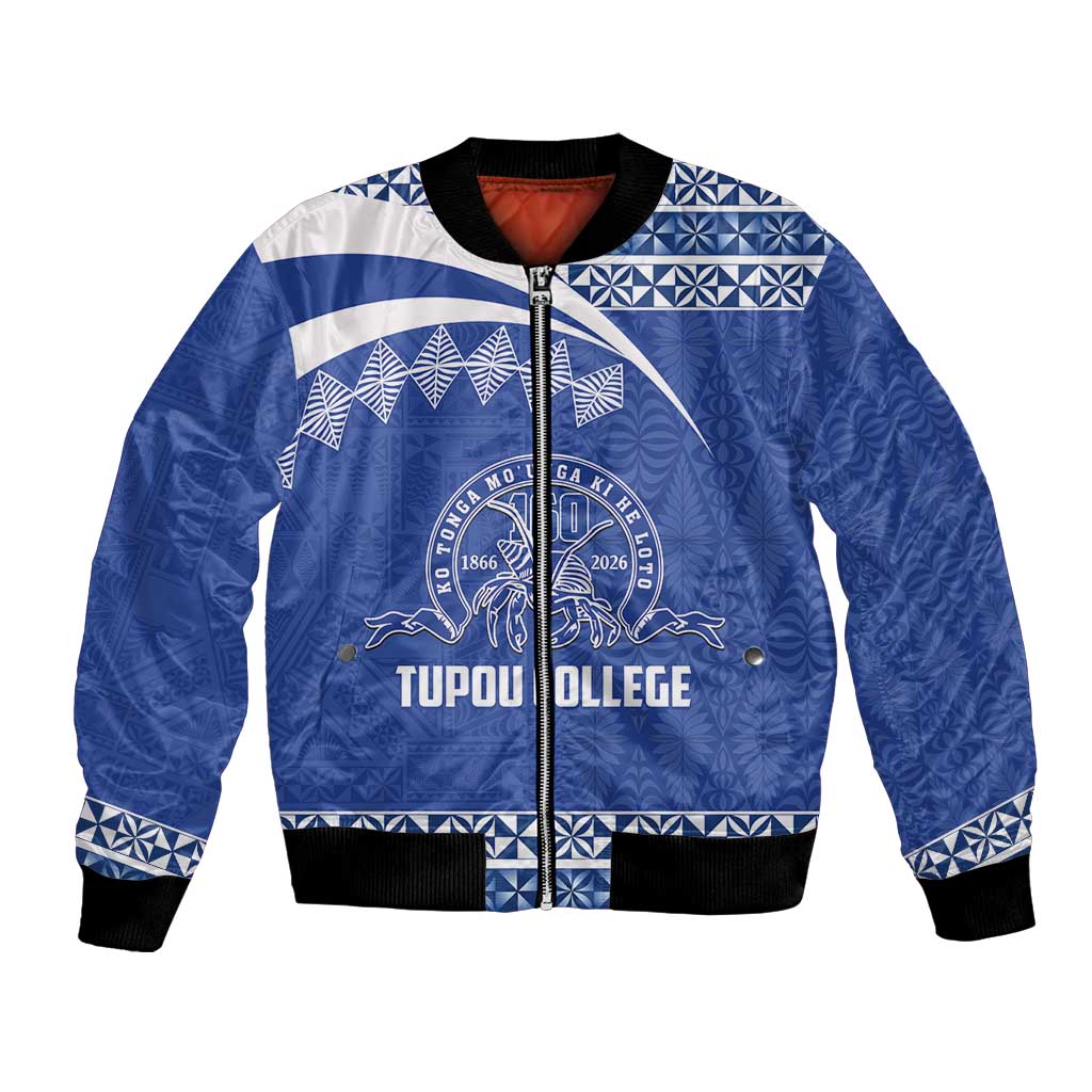 Personalised Tonga Tupou College Toloa Bomber Jacket 160 Years Anniversary Tongan Ngatu Pattern