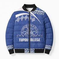 Personalised Tonga Tupou College Toloa Bomber Puffer Jacket 160 Years Anniversary Tongan Ngatu Pattern