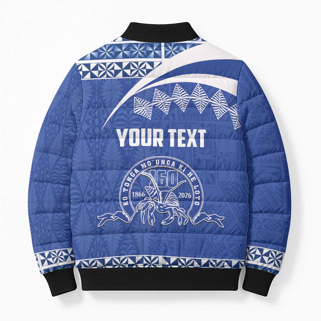 Personalised Tonga Tupou College Toloa Bomber Puffer Jacket 160 Years Anniversary Tongan Ngatu Pattern
