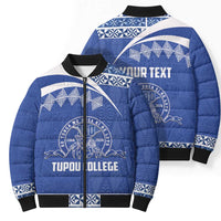 Personalised Tonga Tupou College Toloa Bomber Puffer Jacket 160 Years Anniversary Tongan Ngatu Pattern